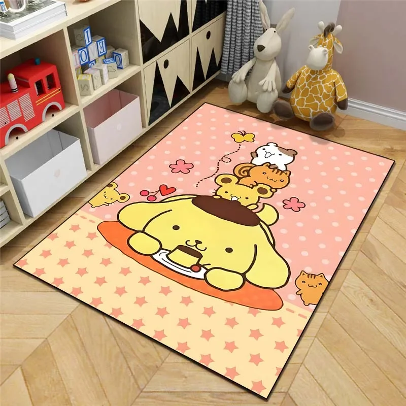 Japaese Sanrio Dog Pom Pom Purin Pattern Living Room Bedroom Carpet Bedside Bathroom Floor Mat Cloakroom Girls Room Home Decor