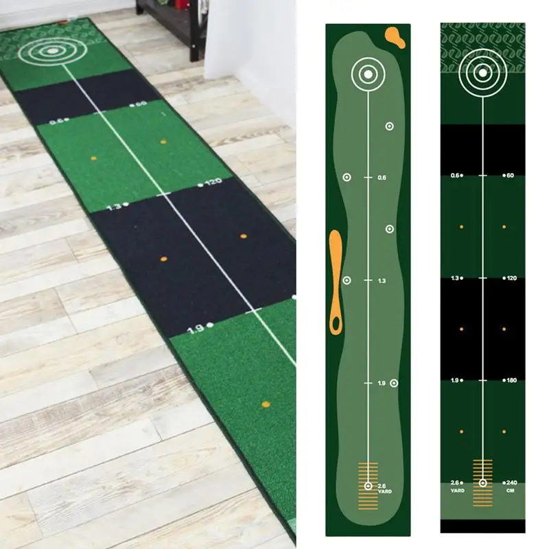 Golf Putting Practice Mat Green Golf Mastery Practice Equipment Putting Mat Indoor Golf with Distance Marker for Home Gym Patio