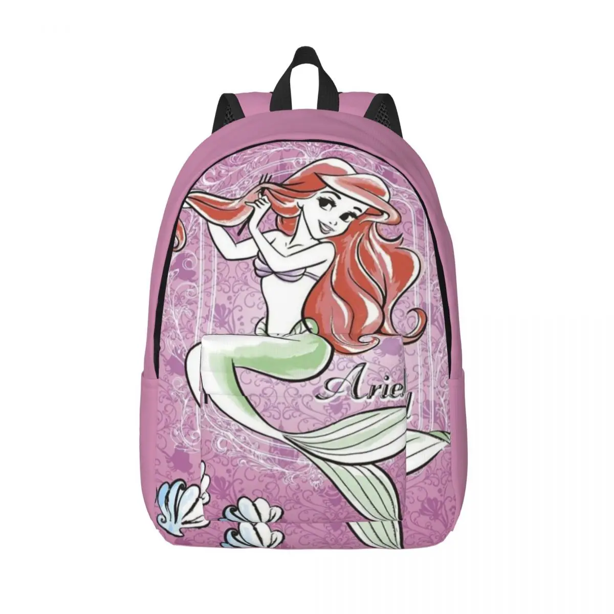 Mochilas de lona de dibujos animados personalizados Ariel para hombres y mujeres, bolsa de libros informal para la Escuela Universitaria, bolsas de La Sirenita