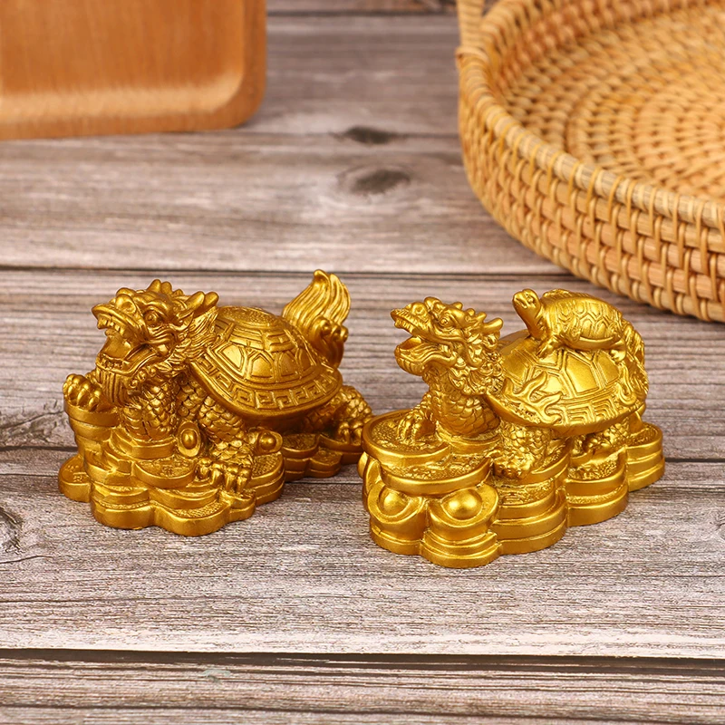 Fengshui Lucky Dragon And Turtle Ornaments Exquisite Crafts Ornaments Home Car Decor Sculpture