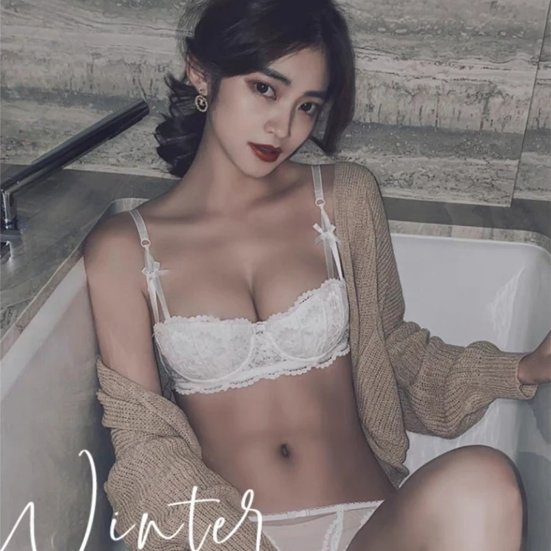 Women Bras Sexy Lace Half Cup Push Up French Style Lingerie Soft Deep V Top Breathable Back Closure Thin Bralette Ropa Mujer