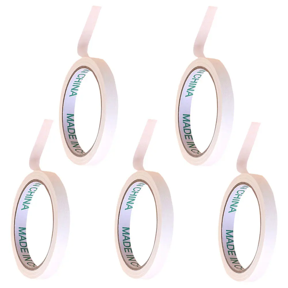 5 Rolls Masking Tape White Paper Pet Material Residue-Free Removable Masking Tape for Painting Crafts