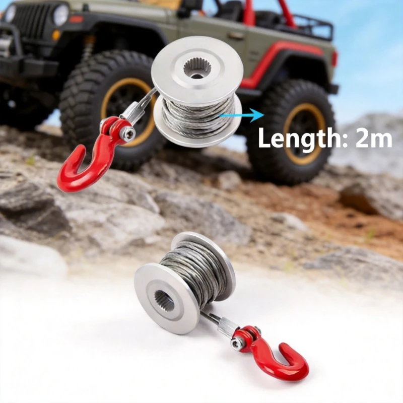 

25T Servo Winch Wheel, Simulation Crawler Accessories, Metal Winch, Built-in Servo, 1/10 Scale Model Car TRX4 Dedicated