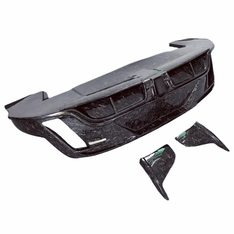 M-style Dry Forged Grain Carbon Fiber Rear Diffuser for Taycan Body Kit Front Bumper Edge Side Skirts Spoiler KUXUANYI