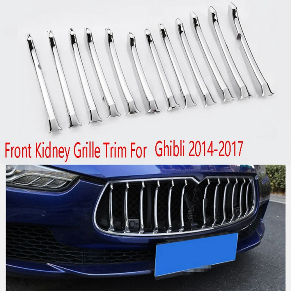 12Pcs Front Griller Trim Car Styling Accessories Front Kidney Grille For Ghibli 2014-2017-T61C