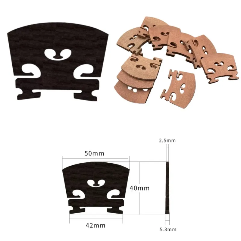 2pcs Import Grade Natural pure ebony/rosewood 4/4 violin bridge bridges，High quality Violin Parts Accessories fittings