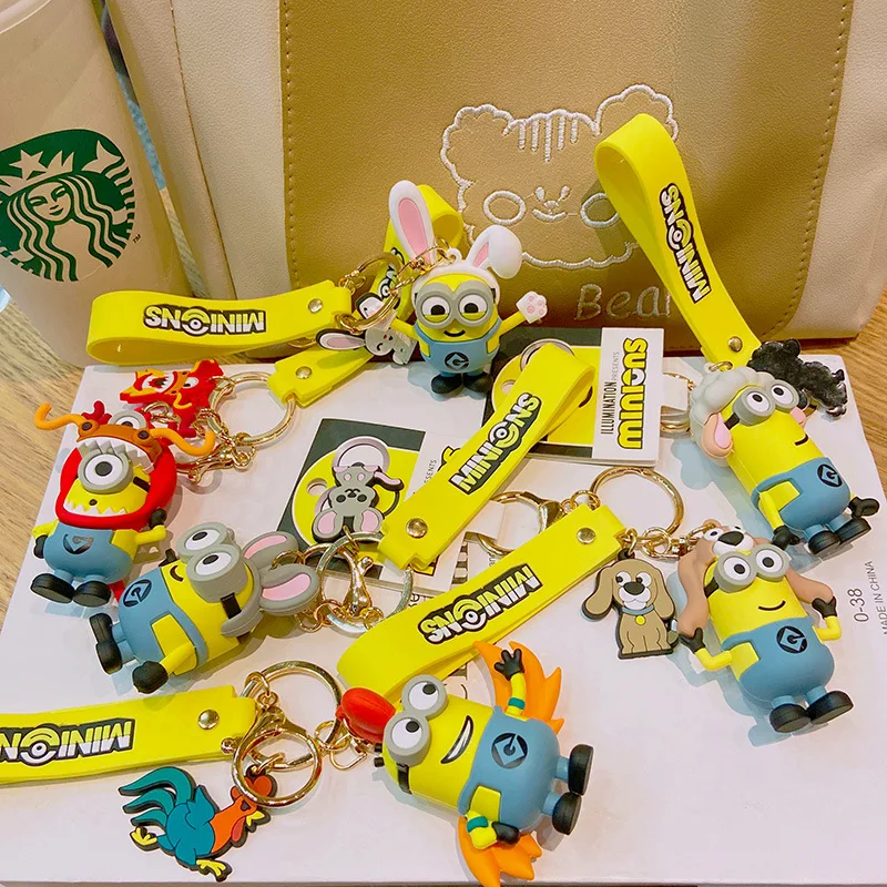 Zodiac Zodiac Minions Keychain Cartoon Little Doll Bag Pendant Car Keychain Kawaii Anime Gift Girl