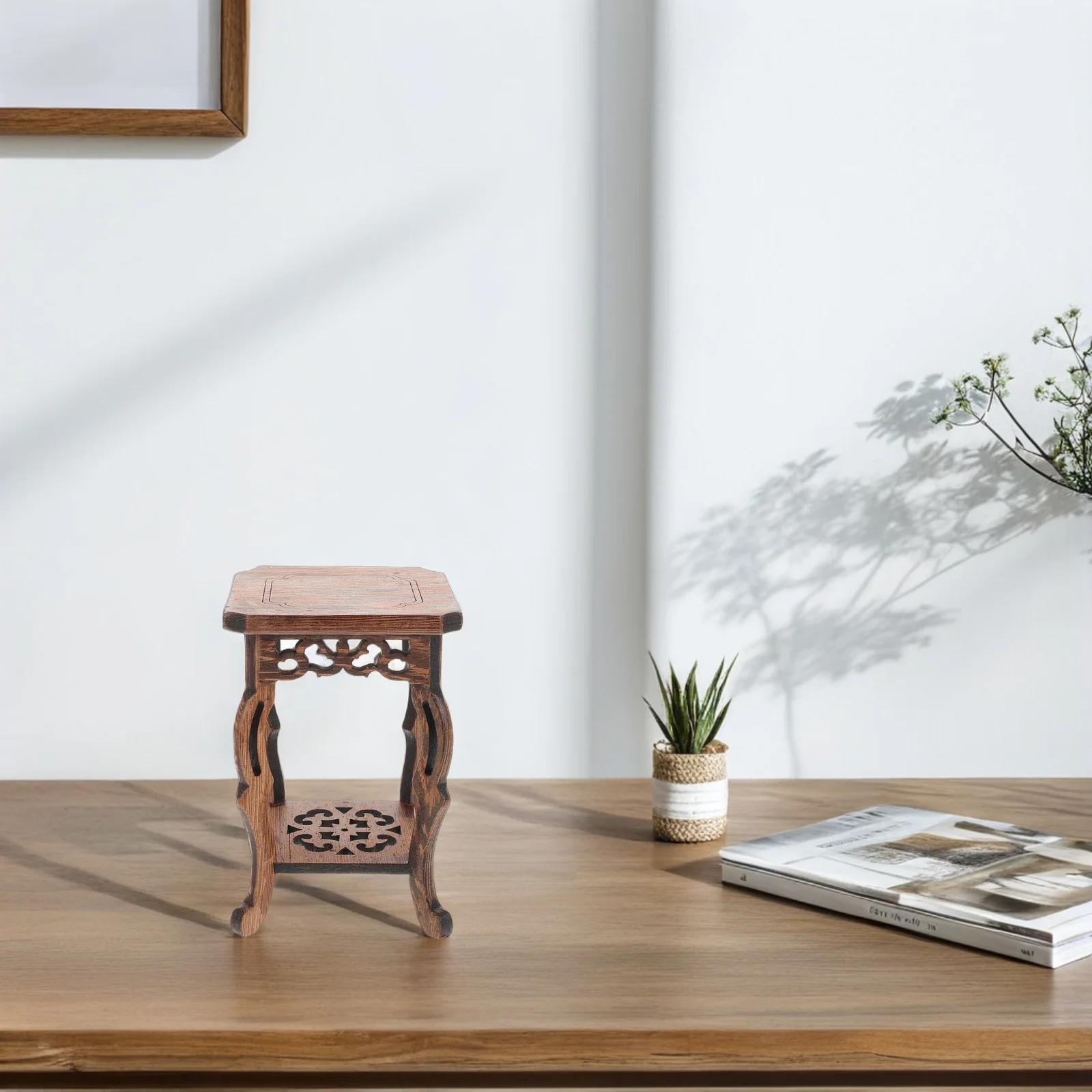

Sturdy Wooden Bonsai Pedestal Handcrafted Flower Pot Stand For Small Plants Decorative Plant Holder Living Room Office