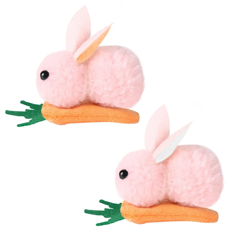 Mini Plush Rabbit for Doll Stuffed Animal Easter Carrot Hair Pin Toy Soft for Doll Early Education Cloth Accs Kids