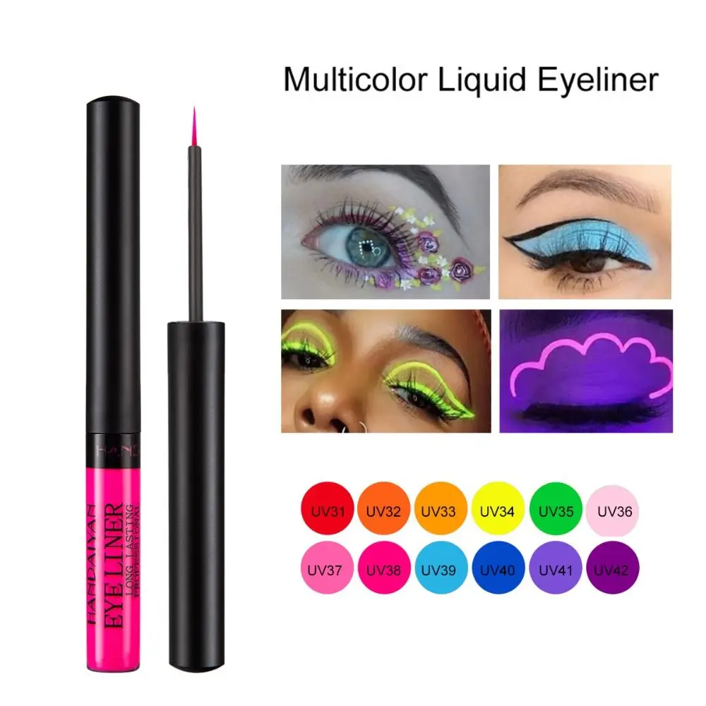 Delineador Fluorescente de Neon, UV Light Color Eyeliner, Ferramenta de maquiagem, Lápis líquido Eye Liner, Maquiagem Cosméticos