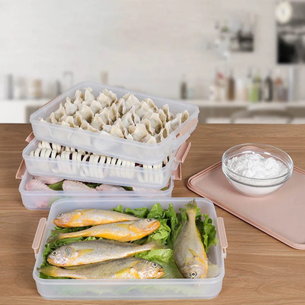 

Airtight Food Storage Boxes Foldable Sealable Containers Anti-Stick Bottom Deep Grooves Stacking Dumpling Preservation
