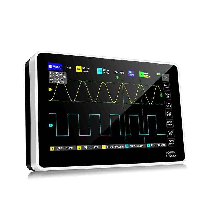 Full Touch 7-inch Large-screen Smart Flat-panel Oscilloscope 100m Bandwidth/1GSa Sampling/dual Channel