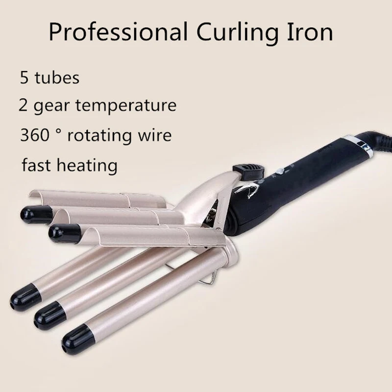 5-Tube Curler Fast Heating Big Wave Curl Iron Ceramic Five Stick Chicken Rolls Is Suitable For All Types Of Hair