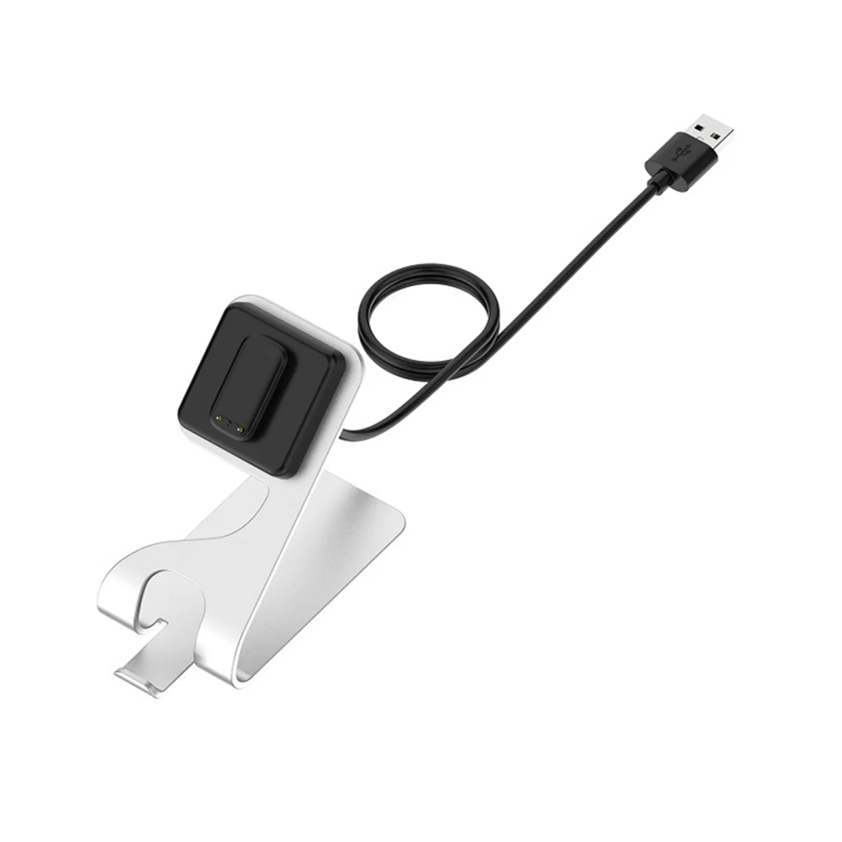 For Fitbit Charge 5/6 Watch Holder Luxe Aluminum Alloy Second Generation Multi-Function Metal Seat Charger,Silver