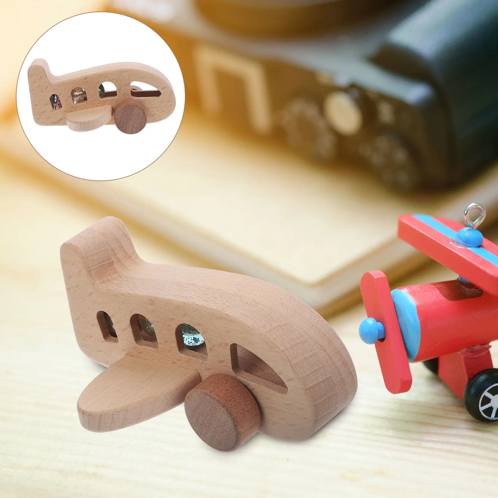 

Wood Airplane Marbles Design Adorable for Babies Kids Educational Decor Desktop Display Fun Airplane