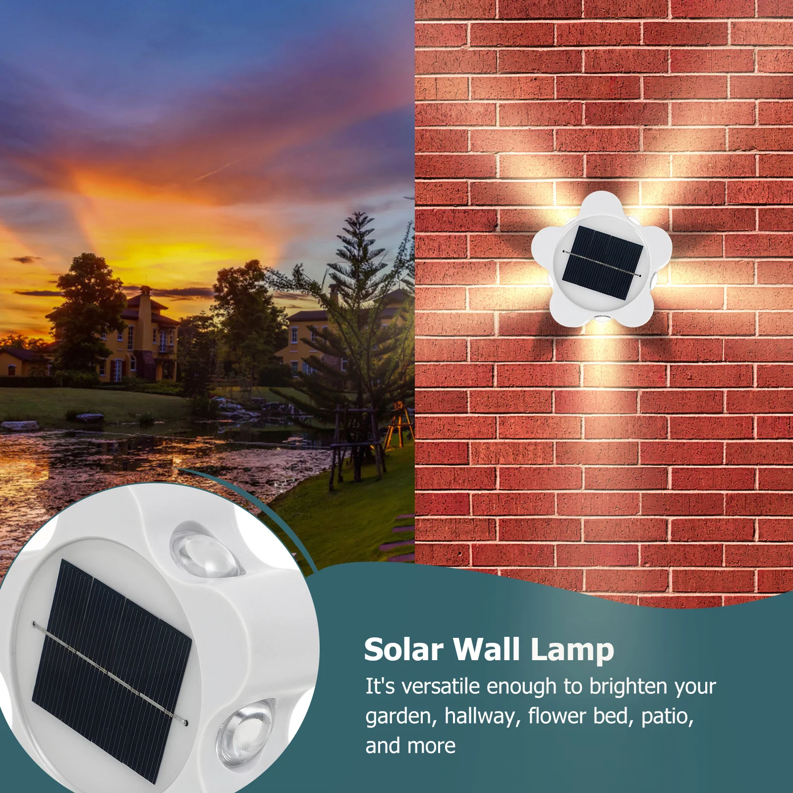 

Solar Wall Lamp LED Light ABS PC Material Hallway Fence Home Outdoor Night Lighting Decorative Lights Energy