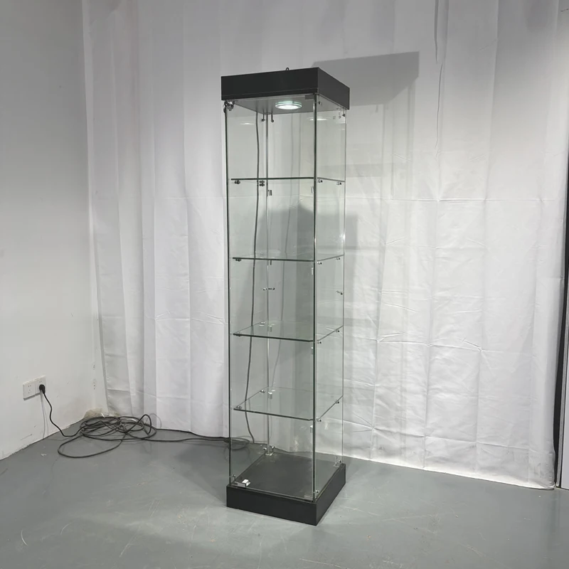 Keway Full Vision View Aluminum Frame Glass Display showcase Glass Cabinet Vertical showcase