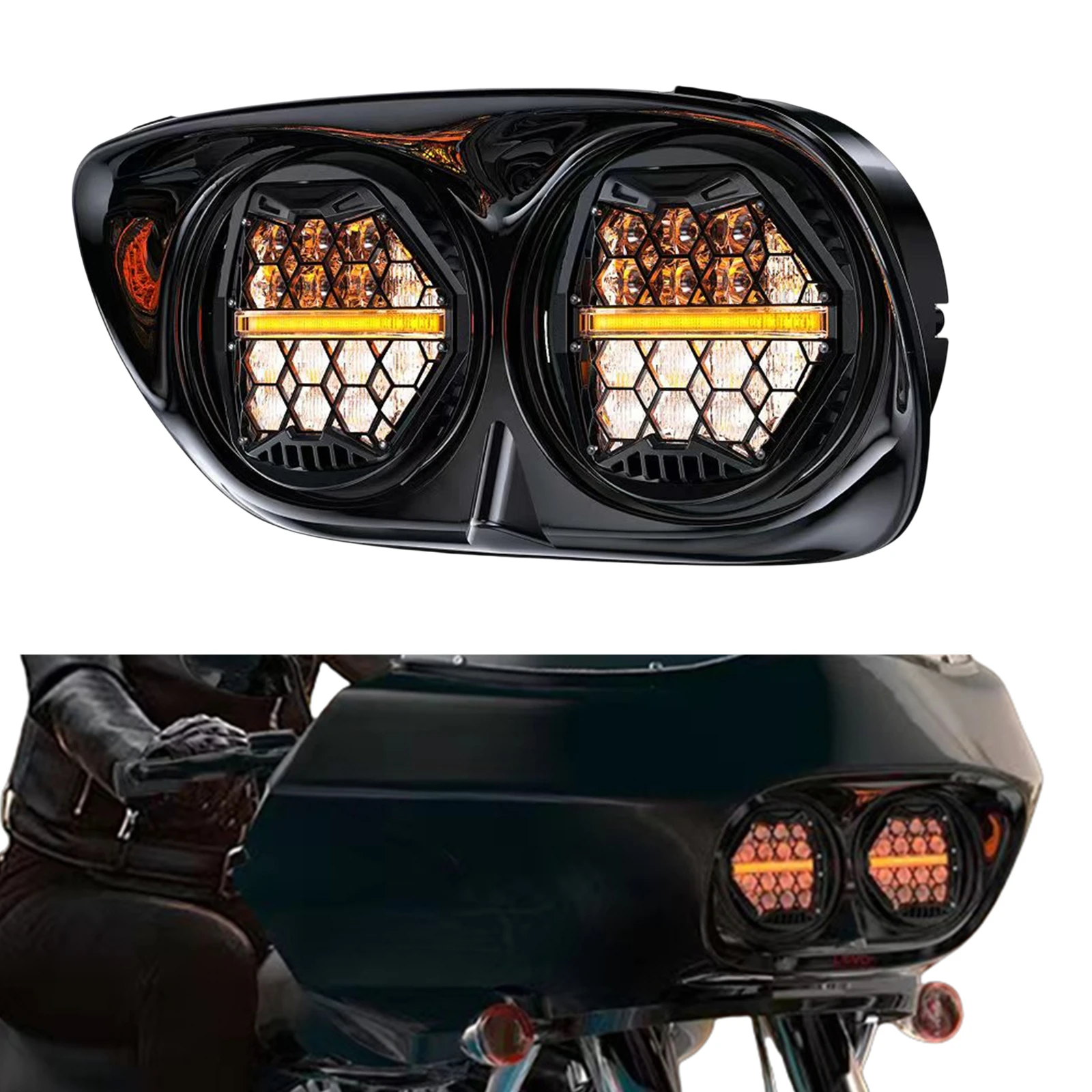 Motorcycle Headlight Headlamp Front Head Turn Signal Day Light Lamp Bulb For Harley Davidson Road Glide EFI FLTRI FLTR 1998-2013