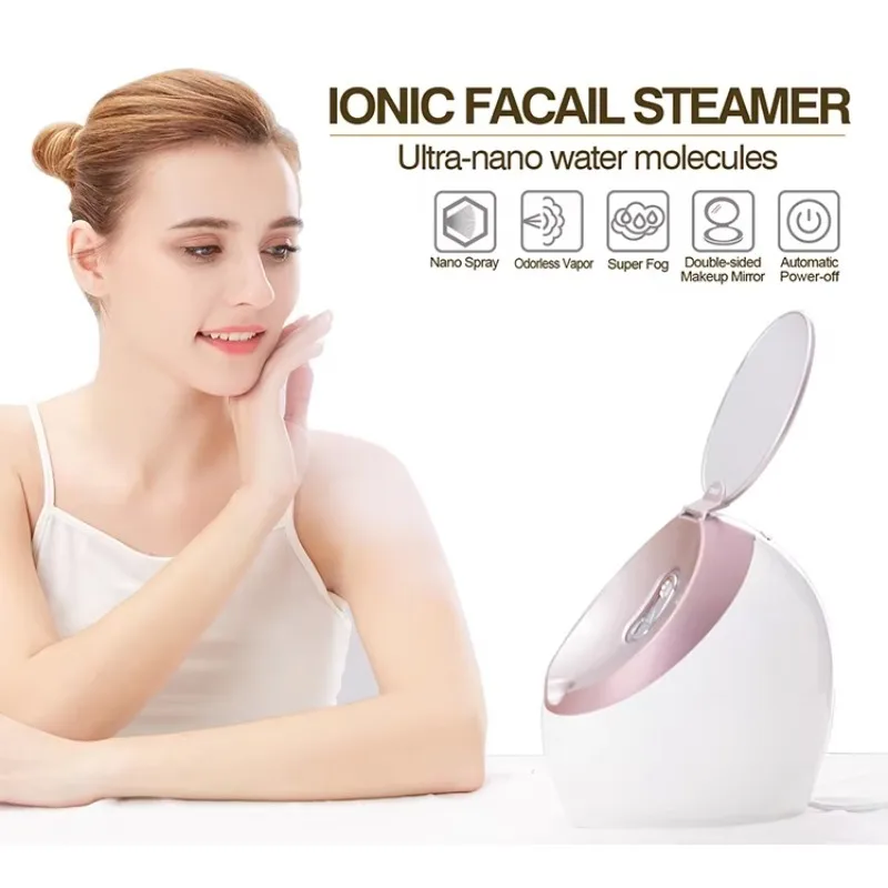 LED Face Steamer House Hold Appliances Face Care Vapozone Nano Ionic Warm Steam Deeply Moisture Facial Steamer