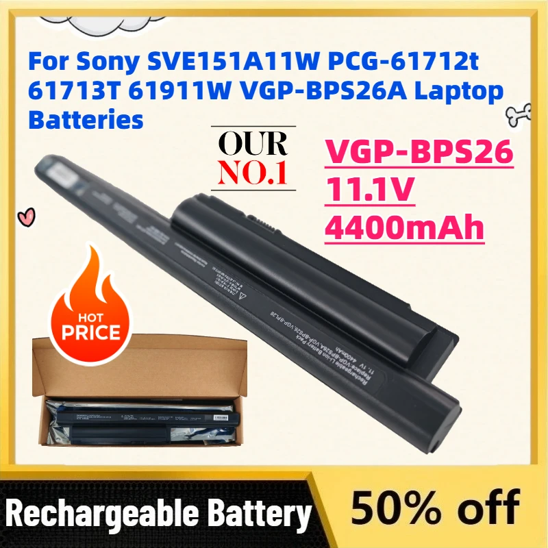 Upgrade VGP-BPS26 11.1V 4400mAh Replacement Battery for Sony SVE151A11W PCG-61712t 61713T 61911W VGP-BPS26A Laptop Batteries