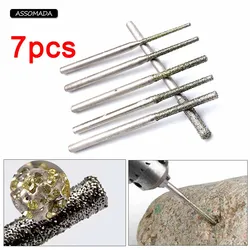 7pcs Elongated Needle Drill Diamond Grinding Rods Shank Bur Bit Needle For Jewely Stone Carving Punch Drilling Tools Accessories