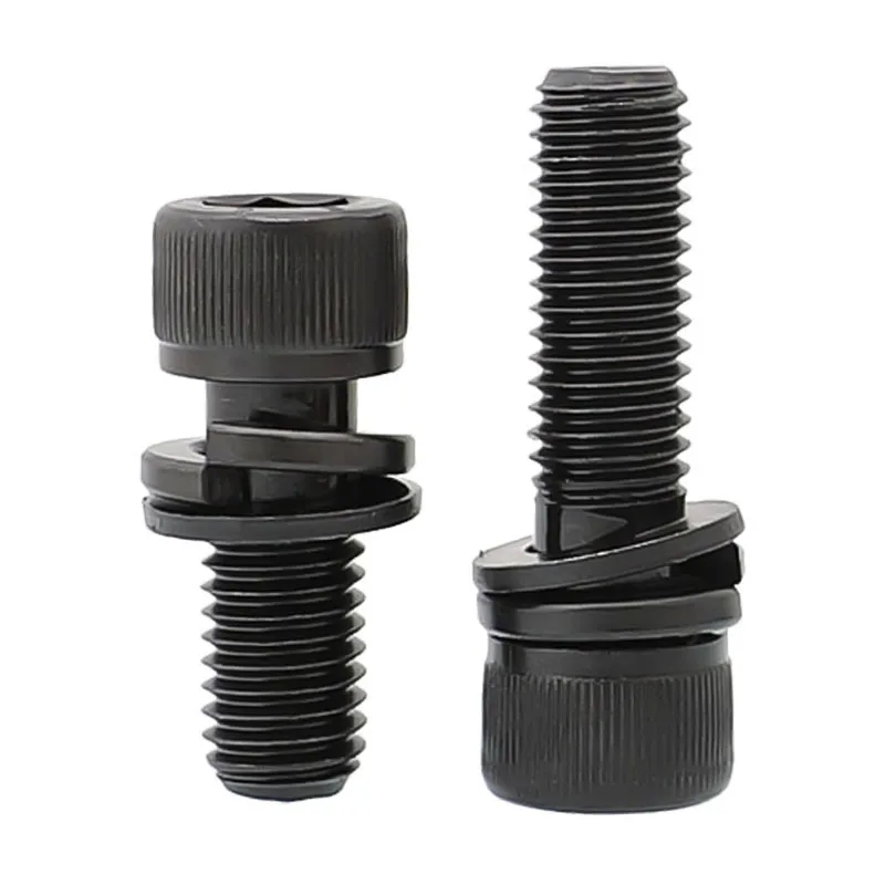 M3 M4 M5 M6 M8 M10 12 Black Grade 12.9 Steel Allen Hexagon Hex Socket Cap Head SEM Screw Flat Washer Spring Gasket Assemble Bolt