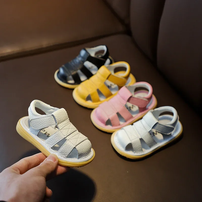 Baby Girls Boys Sandals Summer Infant Toddler Shoes Children Genuine Leather Casual Sandals Outdoor Comfortable Kids Beach Shoes