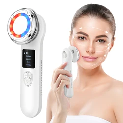 EMS Galvanic Hot Cold ION Vibrating Face Lifting Massage Home Use Beauty LED Light Care Instrument Facial Cleaning Device