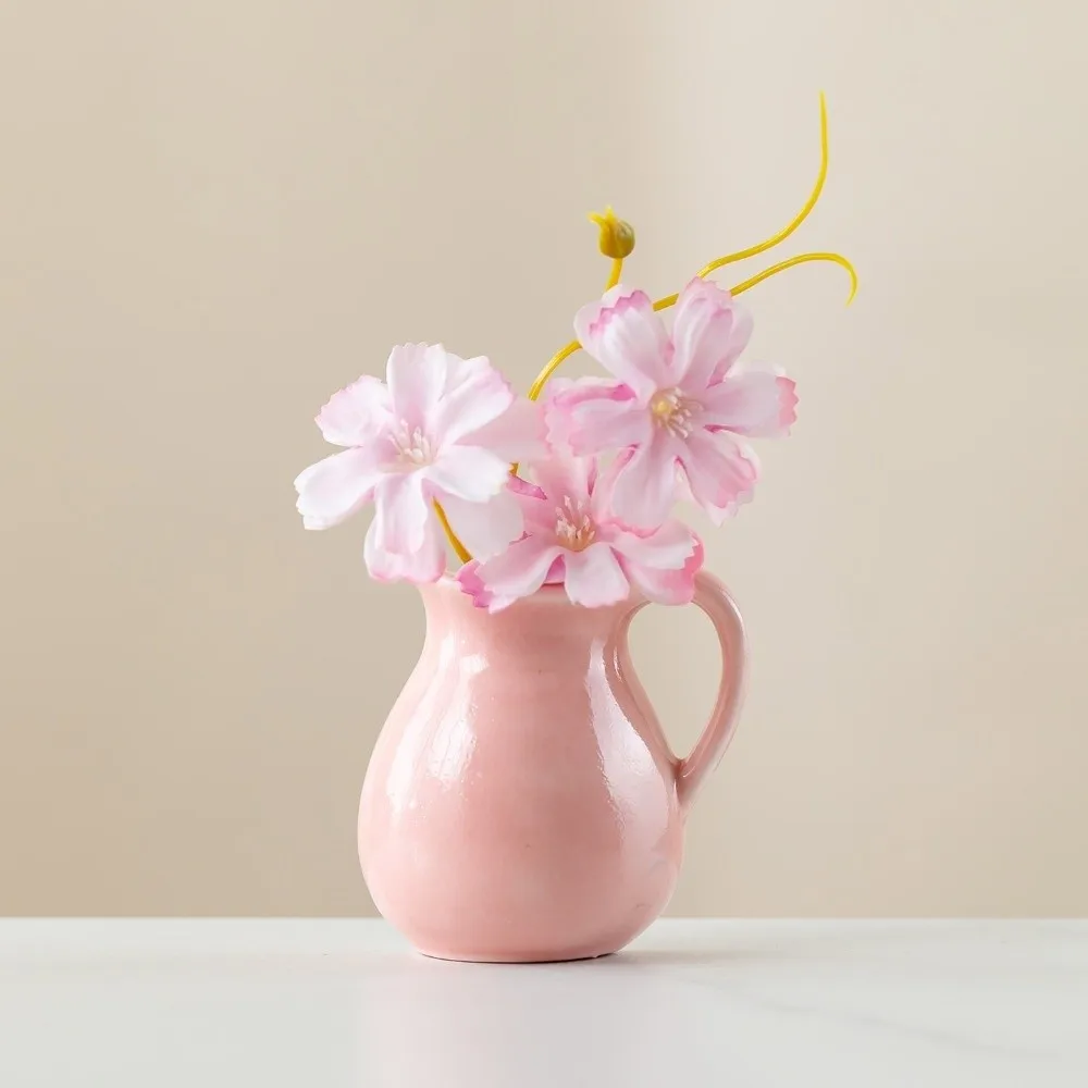 2PCS Ceramic Vase Fridge Stickers Colorful Exquisite Refrigerator Magnets Vase Decorative Personality Simulation Flower Vase