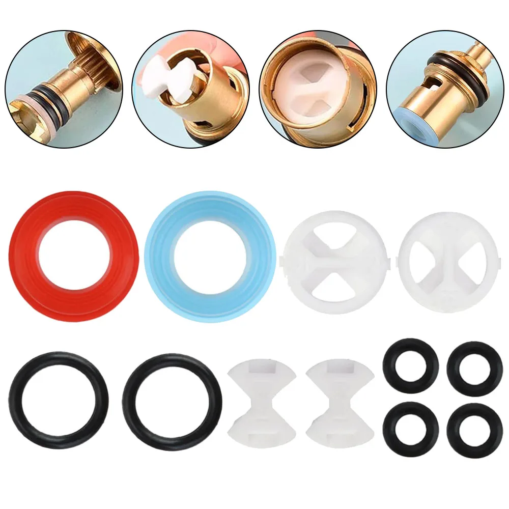 12PCS Faucet Tap Valve Cartridge Replacement Kit Faucet Washers For Mixer Faucet Round Ceramic Chip Set Faucet Accessories