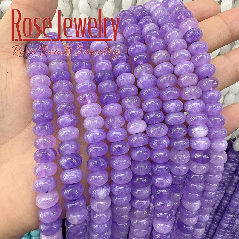 Natural Stone Lavender Amethyst Rondelle Abacus Beads Round Loose Beads for DIY Jewelry Making Bracelet Necklace 5x8mm 15\