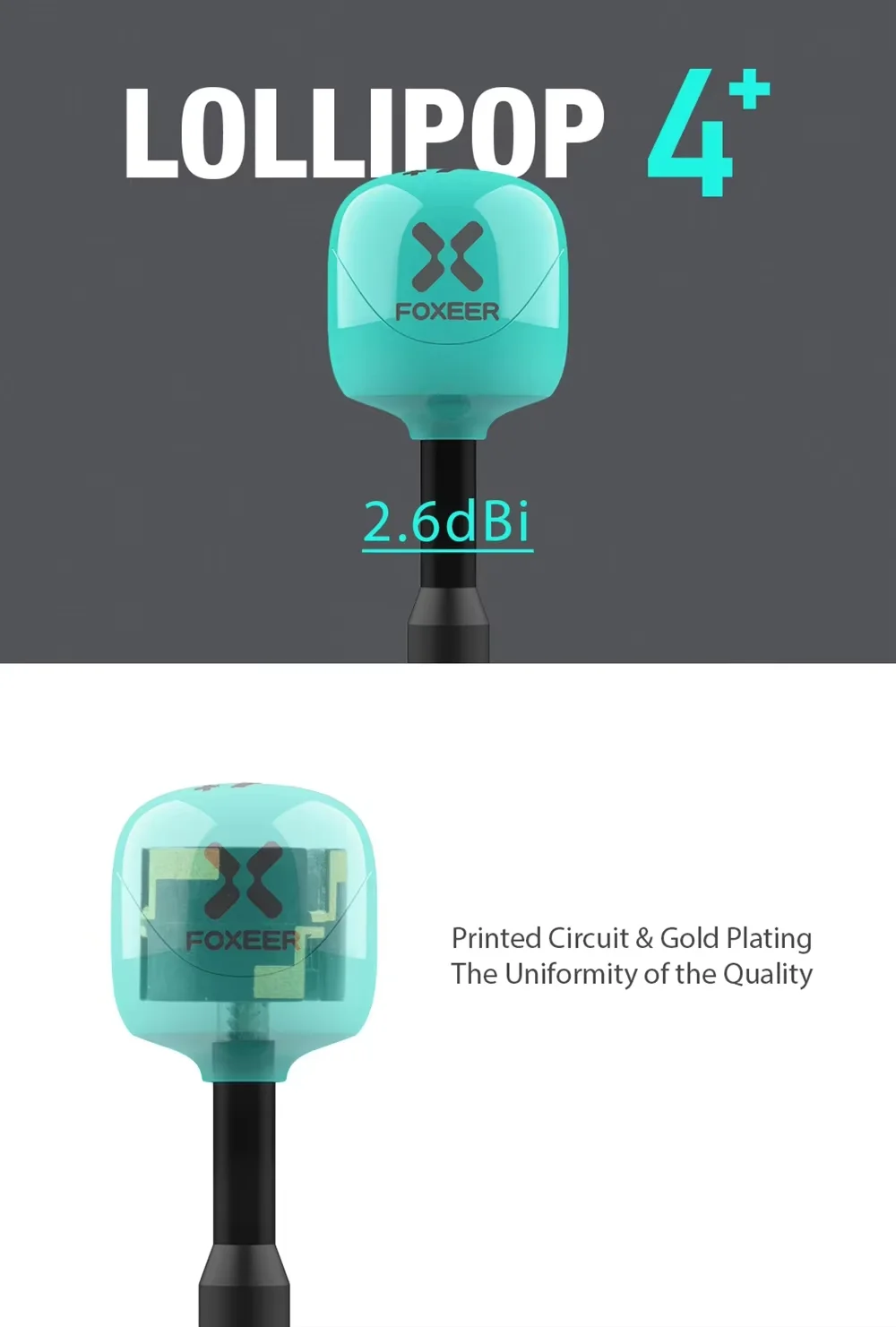 Antena Foxeer 2 PCS Lollipop 4+ FPV 5.8G 2.6Dbi Omni Mini Antena RHCP SMA Kątowa 15cm Do Drona Wyścigowego RC FPV