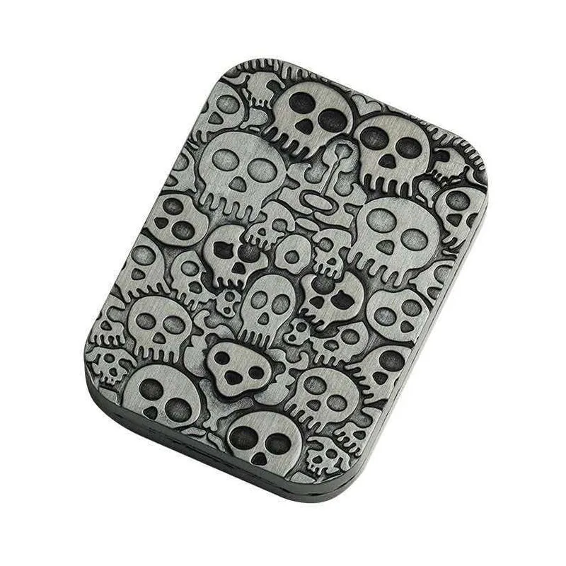 Skull Pattern EDC Metal Fidget Slider Magnetic Poker Push Card Novelty Gifts To Relieve Stress And Anxiety ADHD Cool Gadgets