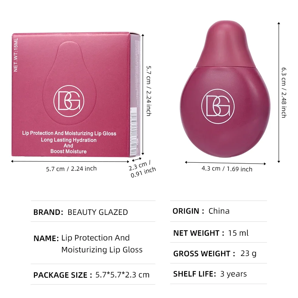 BEAUTY GLAZED Bálsamo labial, lápiz labial hidratante, brillo de labios Natural no pegajoso, protección de labios, brillo de espejo de agua, esmalte de labios
