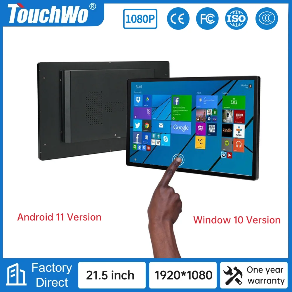 TouchWo-Tablette industrielle tout-en-un avec Wi-Fi, moniteur à écran tactile HDMI, moniteur PC, Android 11, fenêtre 10, 27, 32 pouces, 21.5