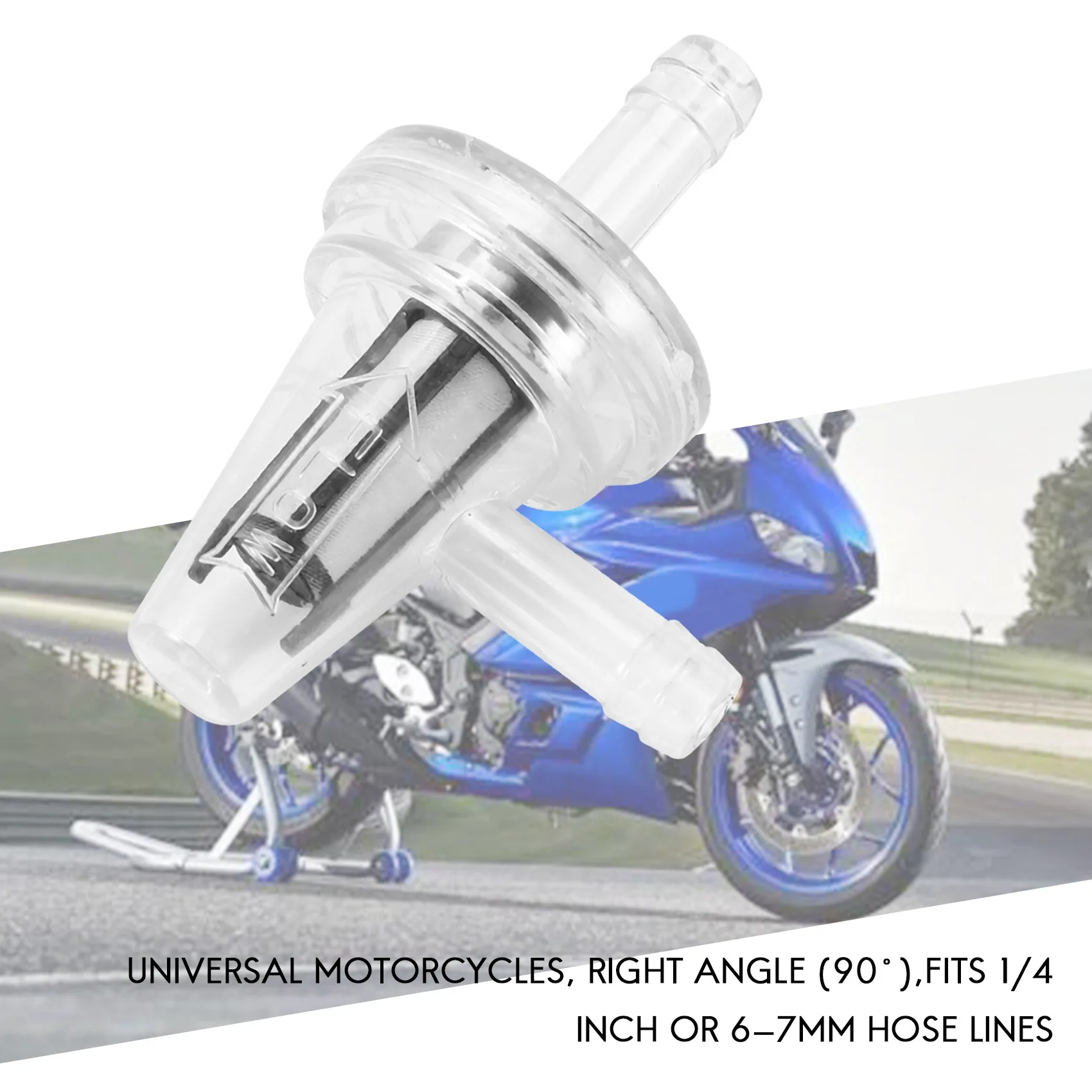 Leading-Edge-3Pcs Universal Motorcycle Right Angle Inline Fuel Filter 1/4Inch 6Mm Hose Lines For KAWASAKI