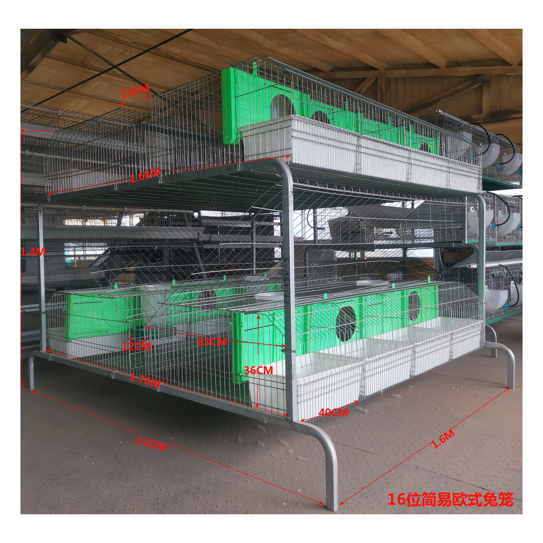 Factory Directly Sale New European Style Galvanized Steel H Type Rabbit Cage for Industrial Rabbit Farm with 5 Year Warranty