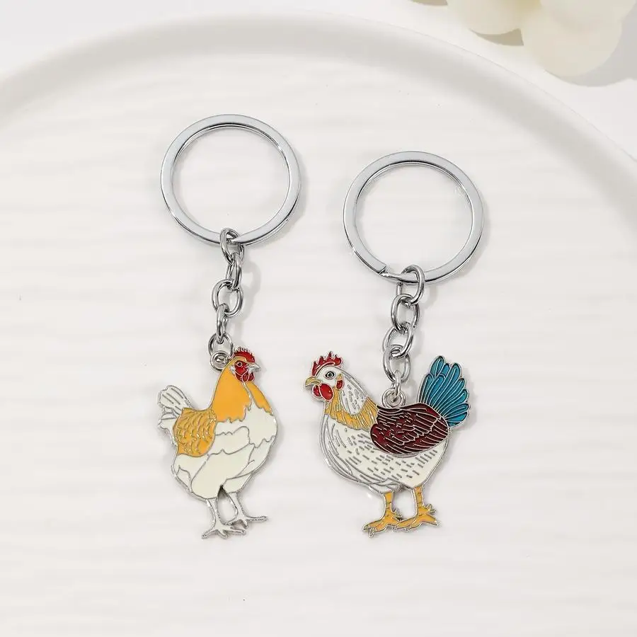 1/5/10/20/50/100pcs A new keychain pendant shaped like a cute chicken, made of metal, available in adorable yellow and colorful