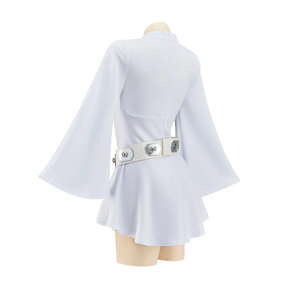 princess leia white dress belt Leia Organa Medal Ceremony Dress White Dress Cosplay Costume