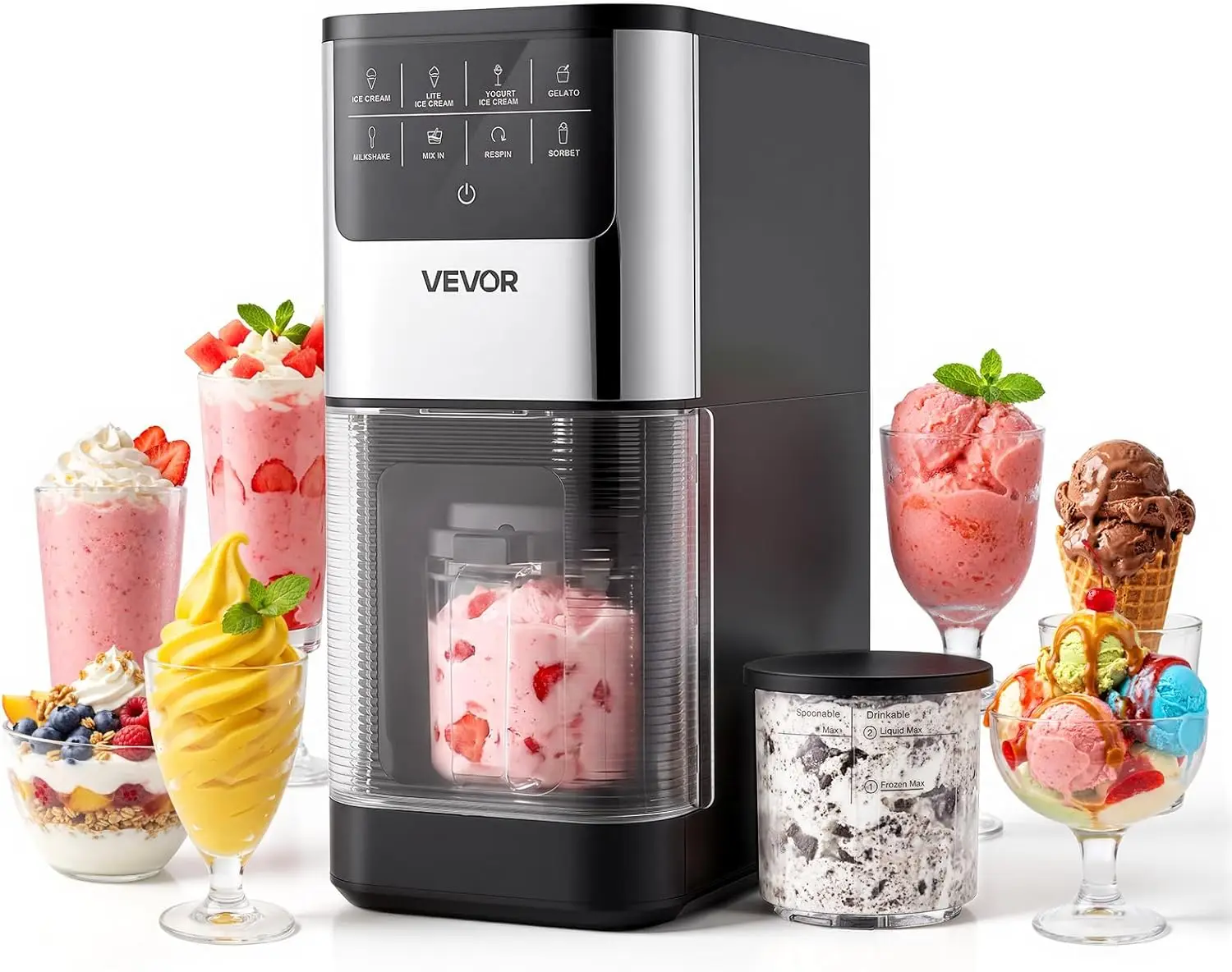 Ice Cream Maker, 7-in-1 Frozen Treat Maker for Gelato, Sorbet, Milkshake, Frozen Yogurt & Lite Ice Cream, Homemade Ice-Cream Mac
