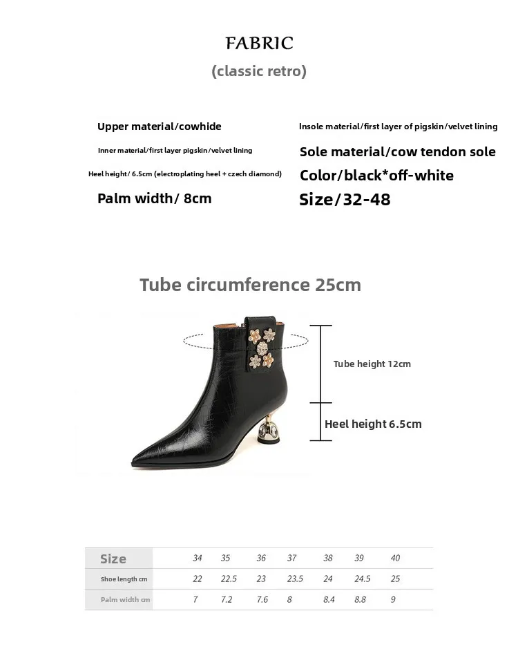 2027 Spring High Quality Genuine Leather Ankle Boots Women Pointed Toe Pumps Heels Fashion Ladies Party Shoes Plus-size 32-48