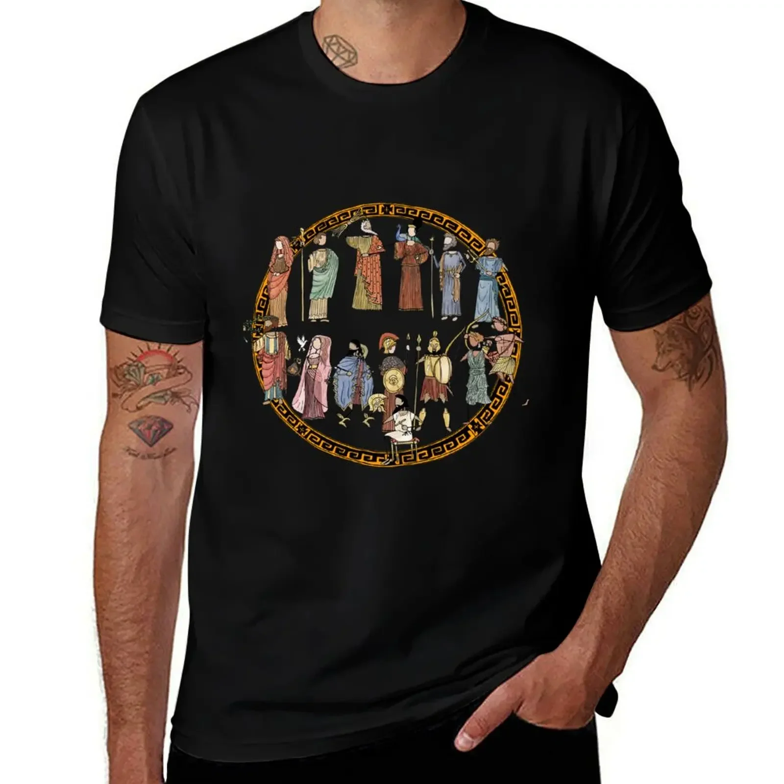 Greek Myth Comix - the Olympians in Colour! With tondo. T-Shirt custom t shirt blacks street wear Men's clothing