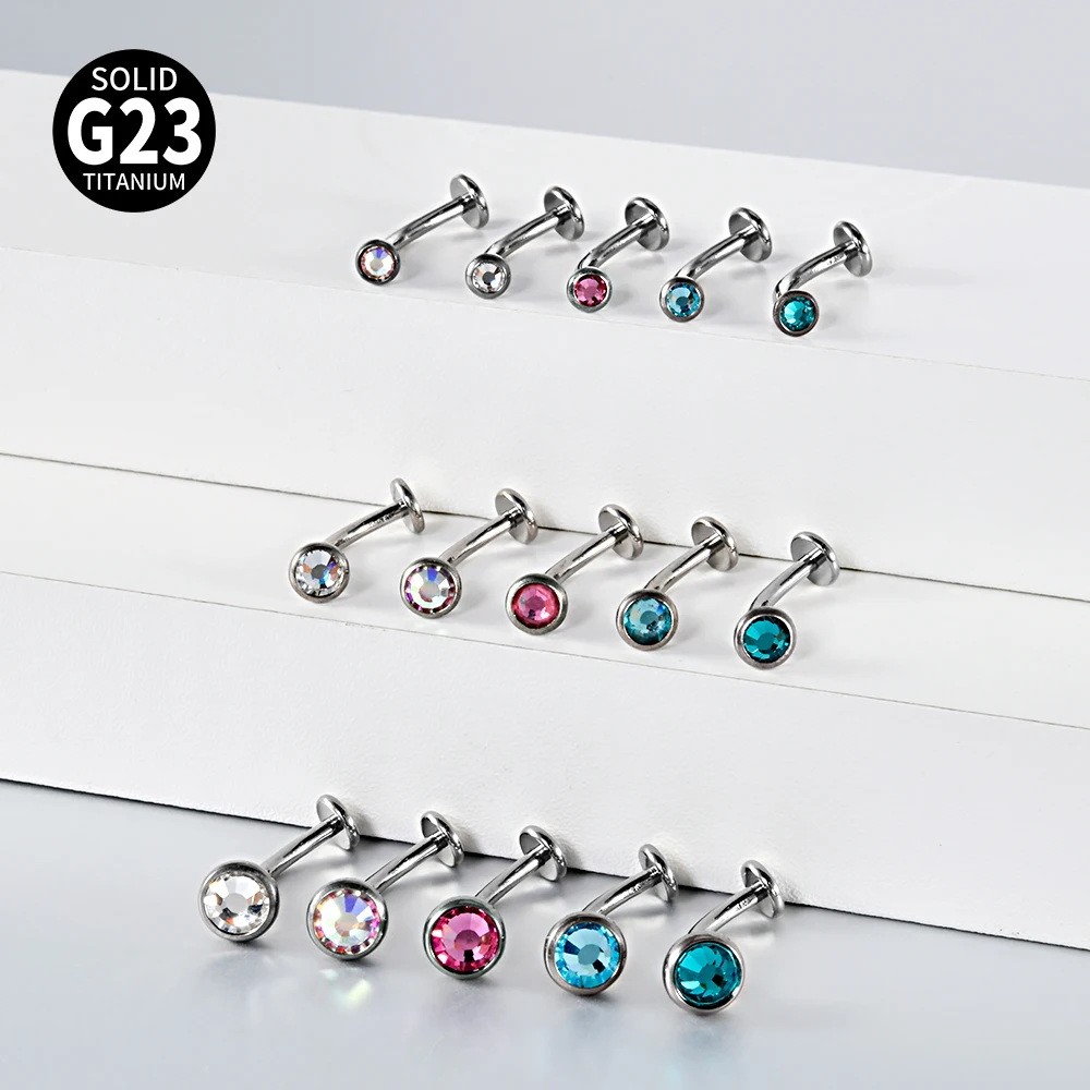 1PC F136 Titanium Classic Eyebrow Piercing Inlaid Opal Zircon Internal Thread Banana Curved Lip Navel Jewely