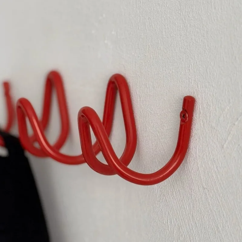 Simple Wall Clothes Hanger Creativity Wave Shape Iron Multiple Hooks Entryway Wall Hanger Hats Modern Home Storage Organization view 2