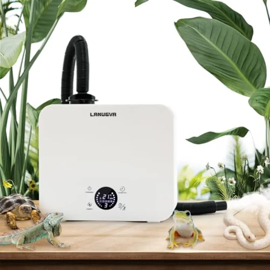 

Reptile Humidifier Quiet Reptile Fogger for Terrariums with Telescopic Hose and 2.5L Tank Remote Control and Touch Screen Timin