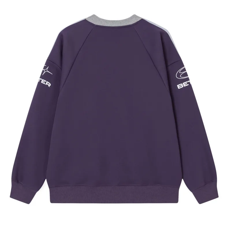 Толстовка с круглым вырезом контрастного цвета в стиле ретро для мужчин и женщин, модный бренд, модный свободный и универсальный топ