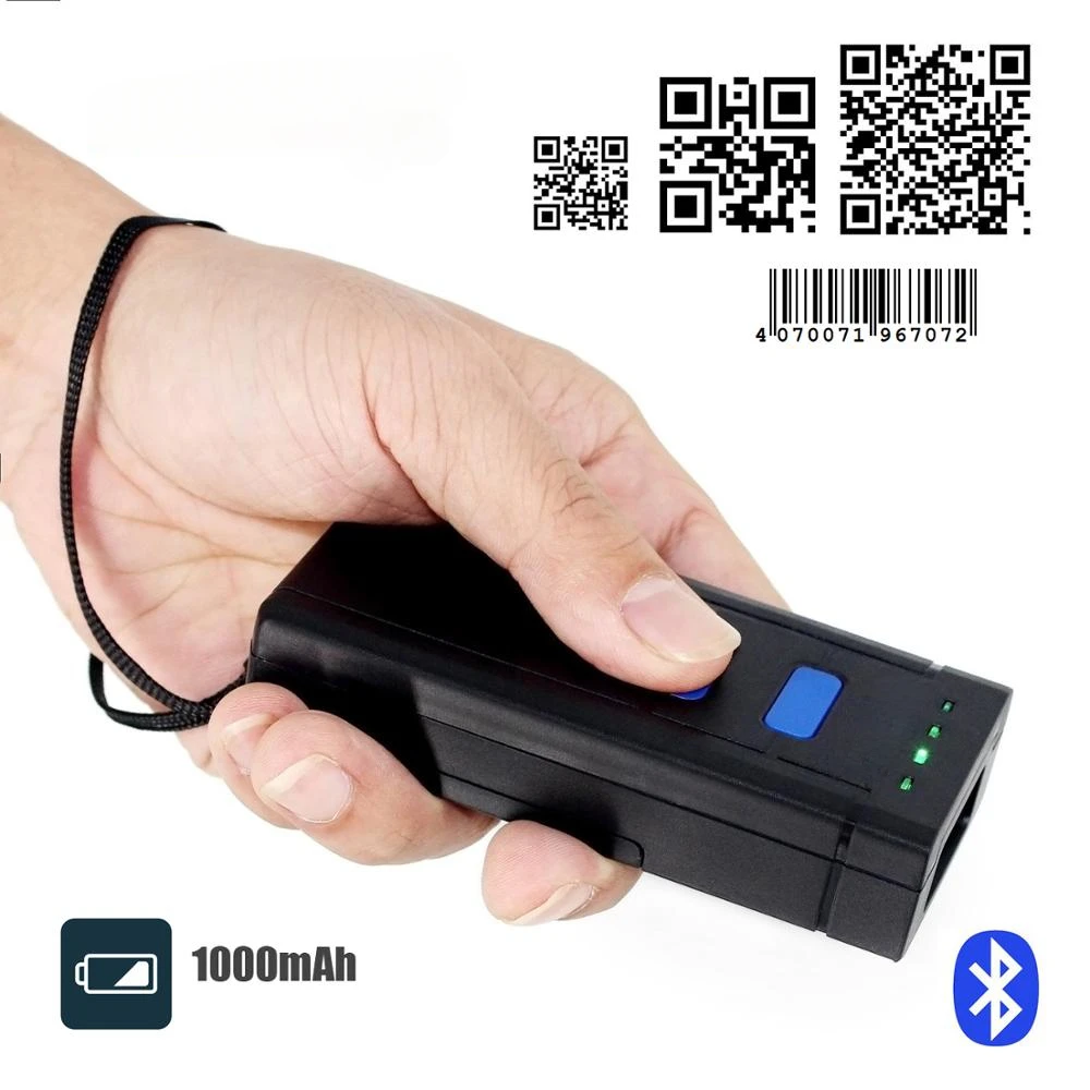 

Портативный мини-считыватель QR-кодов, портативный высокоскоростной беспроводной BT 1d 2d сканер штрих-кода, поддержка хранения данных штрих-кода