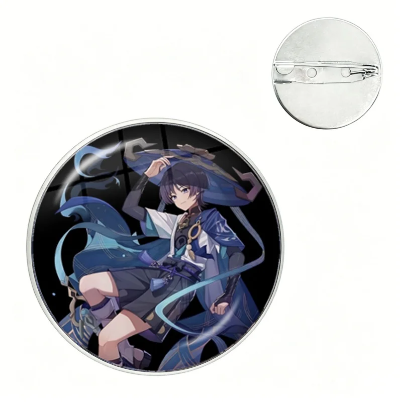 G-Genshin Impact Wanderer Pin Nijigen Otaku Culture Glass Dome Brooches Shirt Lapel Bag Cute Badge Cartoon Pins For Fans