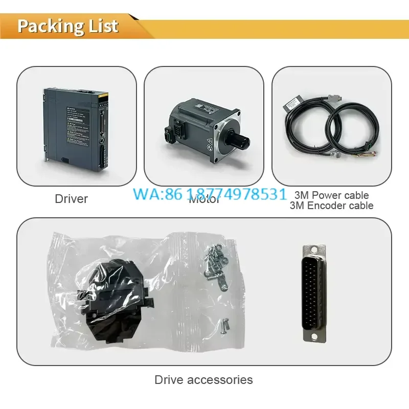 Wmwmnu for Single Phase 220V 380V 1.3KW 17 Bit Absolute Encoder Waterproof AC Servo Motor with Pulse Servo Drive Kit