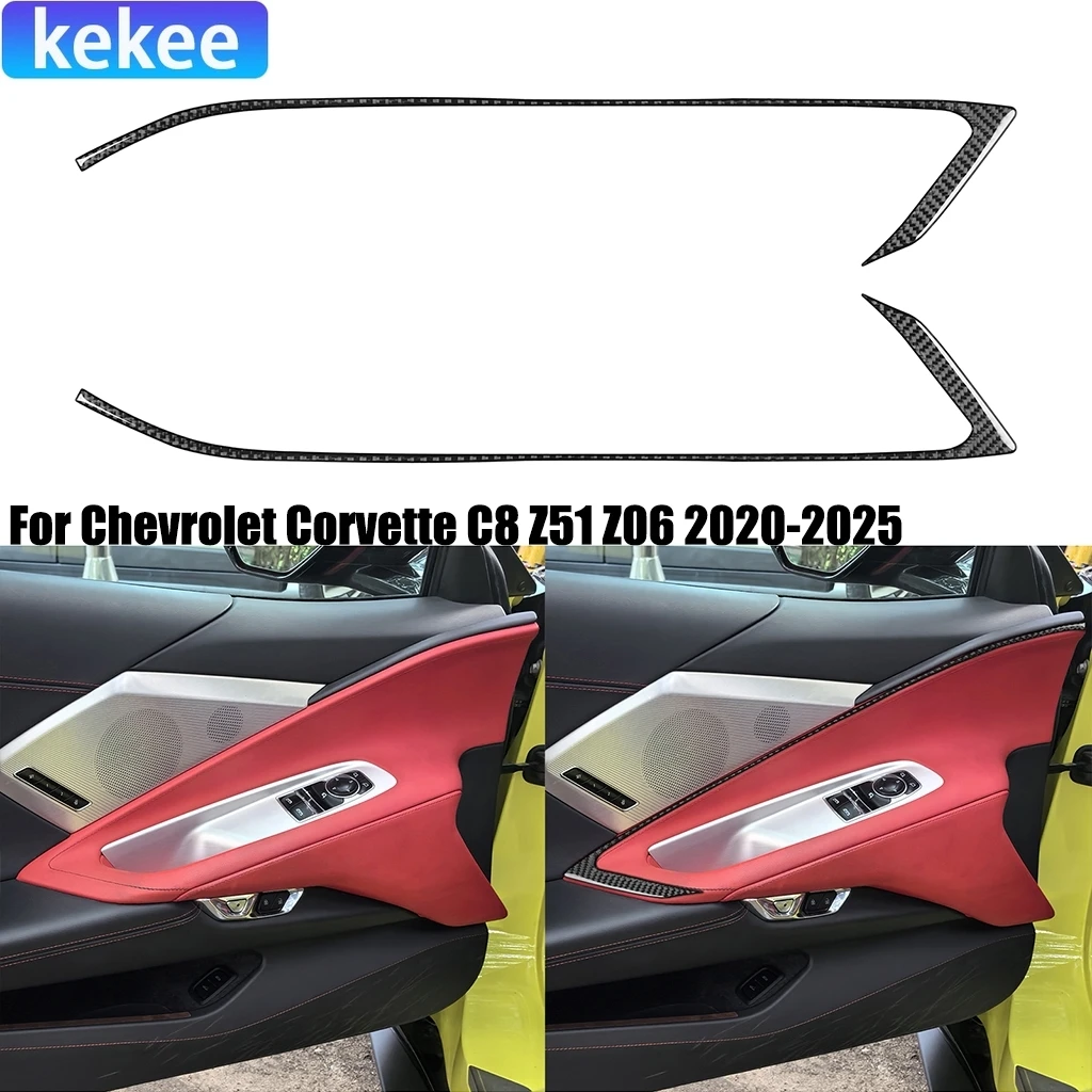 For Chevrolet Corvette C8 Z51 Z06 2020-2025 Carbon Fiber Door Decorative Strip Car Accessories Interior Cover Stickers Auto Trim
